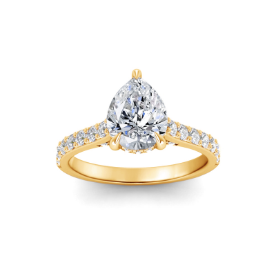1.42 Ctw Pear Diamond Gala Hidden Halo Engagement Ring