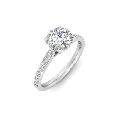 2 Ct Round Moissanite & .42 Ctw Diamond Gala Hidden Halo Engagement Ring