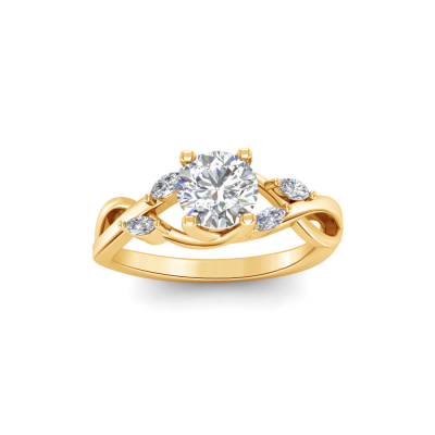 1.16 Ctw Round Diamond & Marquise Vine Engagement Ring