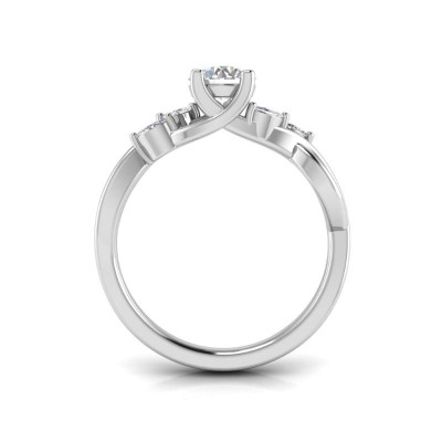 3 Ct Round Moissanite & .16 Ctw Marquise Diamond Vine Engagement Ring
