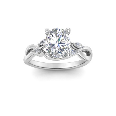 1.16 Ctw Oval Diamond & Marquise Vine Engagement Ring