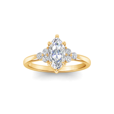 1.5 Ct Marquise Lab Diamond & 0.18 Ctw Diamond Trio Cluster Engagement Ring