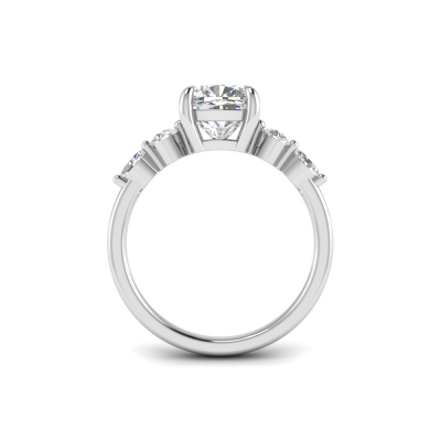 2 Ct Cushion Lab Diamond & 0.34 Ctw Diamond Tapered Engagement Ring