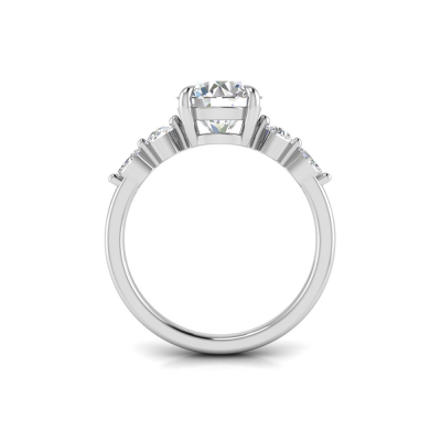 1 Ct Round Moissanite & .34 Ctw Diamond Tapered Engagement Ring
