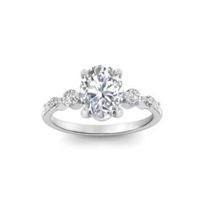 2 Ct Oval Lab Diamond & 0.34 Ctw Diamond Tapered Engagement Ring
