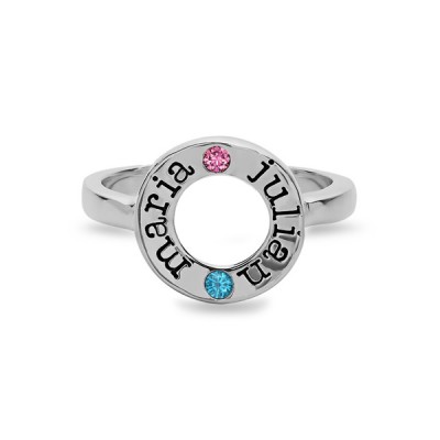 Circle Two Birthstone Mothers Ring