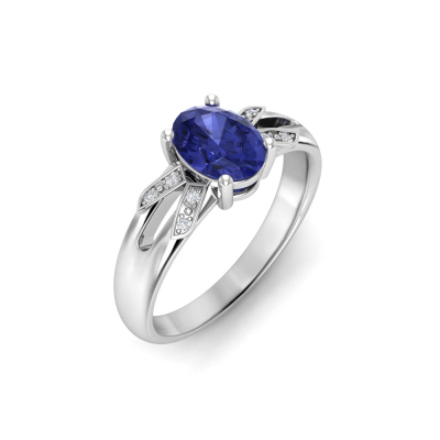 1.50 Ct Oval Tanzanite & Diamond Edwardian Style Engagement Ring