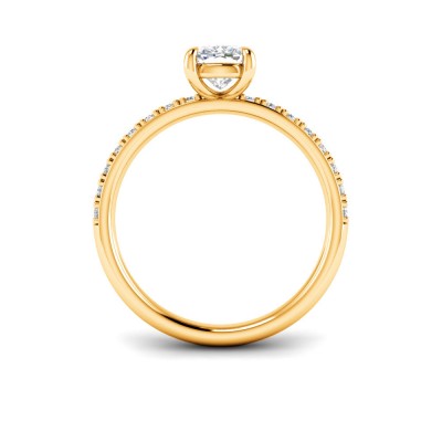1.16 Ctw Elongated Cushion Diamond Whisper Pavé Engagement Ring