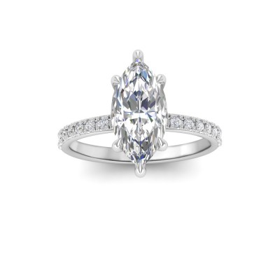 3.5 Ct Marquise CZ & .16 Ctw Whisper Pavé Engagement Ring