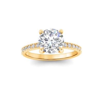 2 Ct Round Lab Diamond & .16 Ctw Diamond Whisper Pavé Engagement Ring