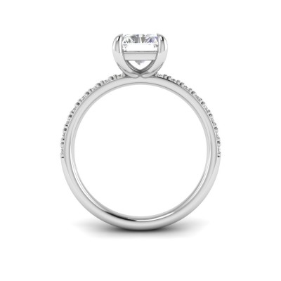 2 Ct Radiant Moissanite & .16 Ctw Diamond Whisper Pavé Engagement Ring
