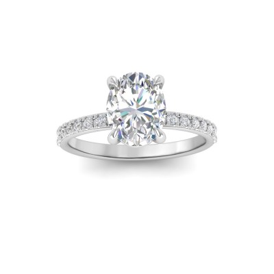 1.16 Ctw Oval Diamond Whisper Pavé Engagement Ring