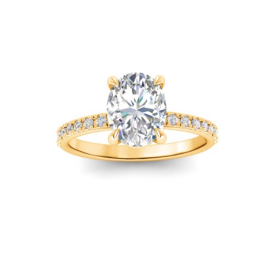 1.5 Ct Oval Lab Diamond & .16 Ctw Diamond Whisper Pavé Engagement Ring