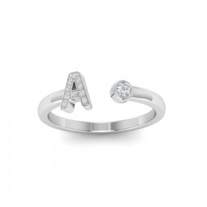 Pave Initial Diamond Open Ring A