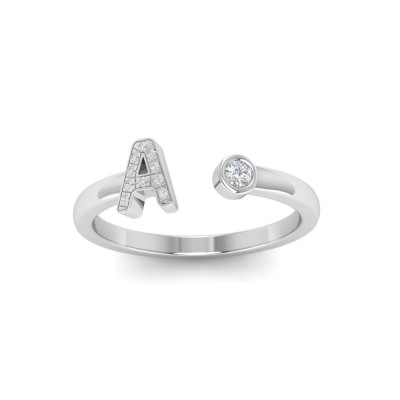 Pave Initial Diamond Open Ring A