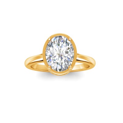 3 Ct Round Moissanite Crown Hidden Halo Bezel Engagement Ring