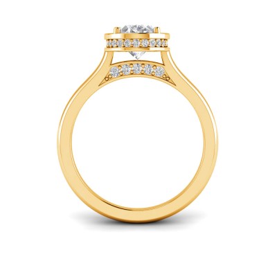 3 Ct Round Moissanite Crown Hidden Halo Bezel Engagement Ring