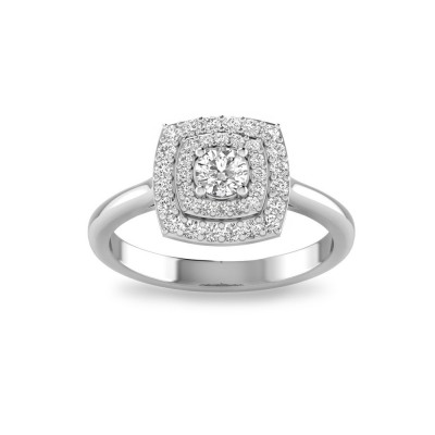 .25 Ct Moissanite & .30 ctw Diamond Double Halo Engagement Ring