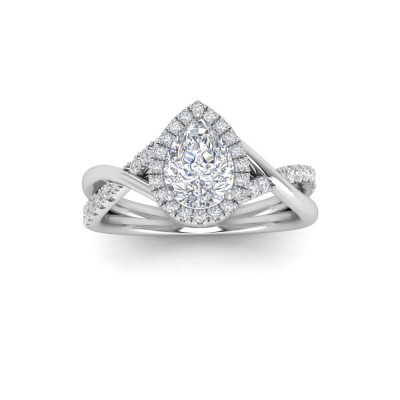 1 Ct Pear Moissanite & .26 Ctw Lab Diamond Halo Twist Vine Engagement Ring