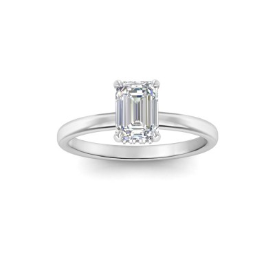 1 Ct Emerald Lab Diamond & .06 Ctw Diamond Secret Halo Solitaire Ring