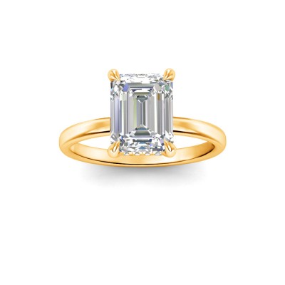 2 Ct Emerald Lab Diamond & .06 Ctw Diamond Secret Halo Solitaire Ring