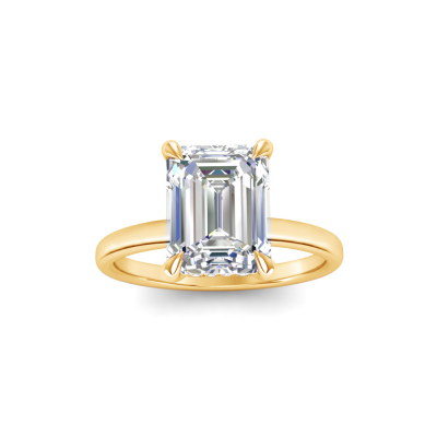 4 Ct Emerald Lab Diamond & .10 Ctw Diamond Secret Halo Solitaire Ring