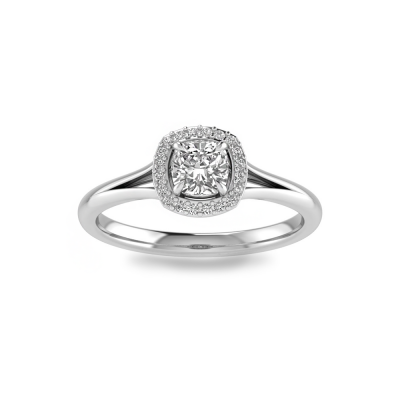 .50 Ct Cushion Moissanite & .11 Ctw Diamond Split Shank Halo Engagement Ring