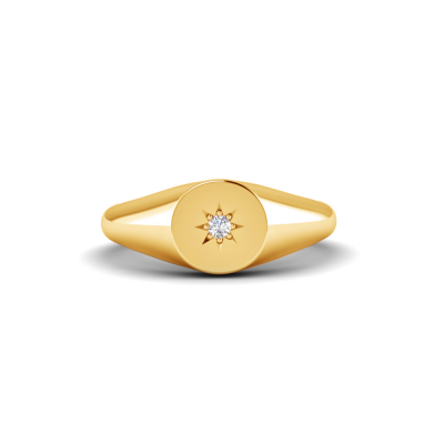 Diamond Sunburst Signet Ring