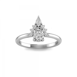 .75 Ct Pear Moissanite & .25 ctw Diamond Teardrop Half Halo Engagement Ring