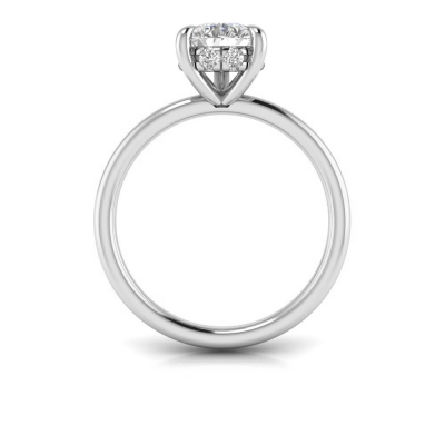 3 Ct Pear Moissanite & .13 Ctw Diamond Hidden Halo Engagement Ring