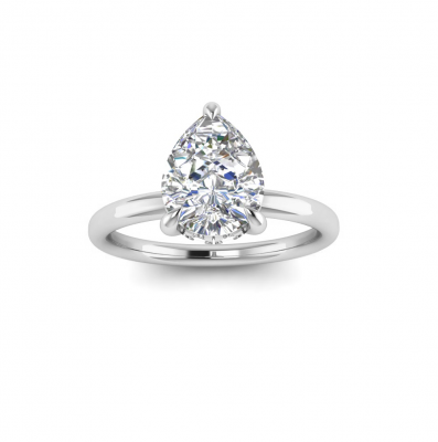 3 Ct Pear Moissanite & .13 Ctw Diamond Hidden Halo Engagement Ring