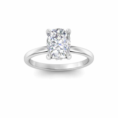 2 Ct Elongated Cushion Lab Diamond & .10 Ctw Diamond Hidden Halo Engagement Ring