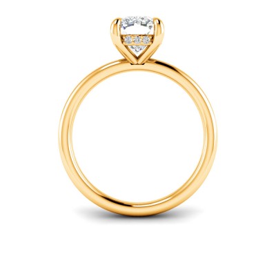 2 Ct Elongated Cushion Lab Diamond & .10 Ctw Diamond Hidden Halo Engagement Ring