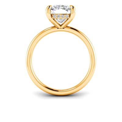 3.5 Ct Elongated Cushion Lab Diamond & .10 Ct Diamond Hidden Halo Engagement Ring