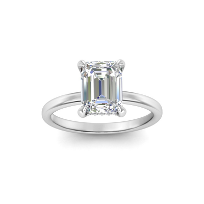 1 Ct Emerald CZ Hidden Halo Engagement Ring
