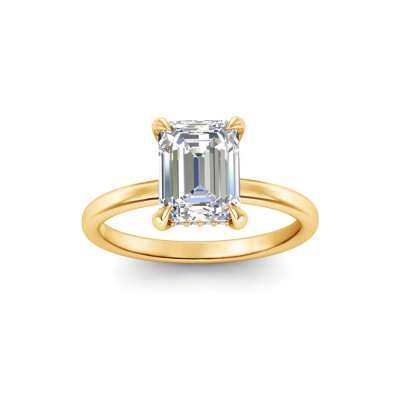 4 Ct princess Lab Diamond & .10 Ct Diamond Hidden Halo Engagement Ring