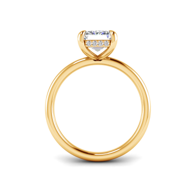4 Ct princess Lab Diamond & .10 Ct Diamond Hidden Halo Engagement Ring