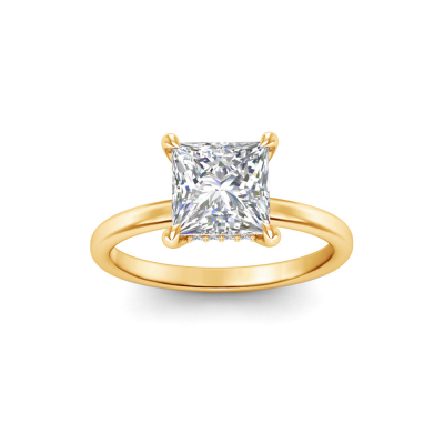 1.10 Ct Princess Natural Diamond Hidden Halo Engagement Ring