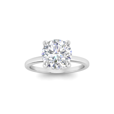 3.5 Ct Round Moissanite & .10 Ct Diamond Hidden Halo Engagement Ring