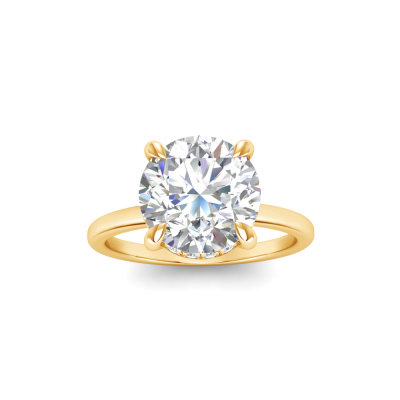 4 Ct Round Lab Diamond & .10 Ct Diamond Hidden Halo Engagement Ring