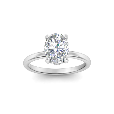 1 Ct Oval CZ Hidden Halo Engagement Ring