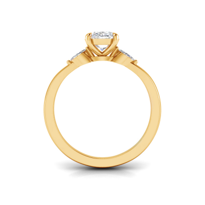 1.50 Ct Oval Lab Diamond & .12 Ctw Marquise Diamond Three Stone Engagement Ring