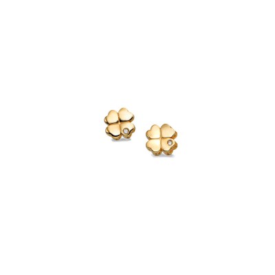 Gold & Diamond Clover Stud Earrings