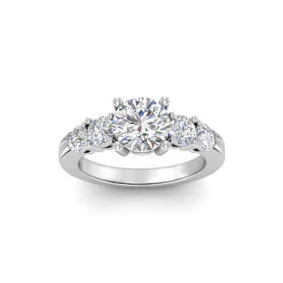 1.5 Ct Round CZ & .92 Ctw CZ Pave Engagement Ring