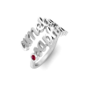Birthstone Double Script Name Ring, Personalized Mother's Ring in Sterling Silver