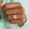 .25 Ct Morganite & .30 ctw Diamond Double Halo Engagement Ring