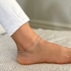 Double Row Mirror & Sparkle Chain Anklet