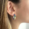 Silver Rainbow Baguette CZ Scattered Hoop Earrings