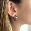 Silver Rainbow Baguette CZ Inside-Out Hoop Earrings