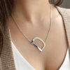 Large Silver Initial Necklace Y